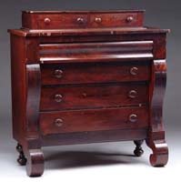 Appraisal: MAHOGANY EMPIRE DECK TOP CHEST Two drawers on deck top