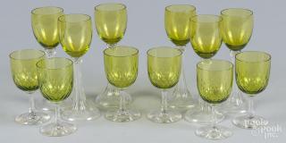 Appraisal: Twelve pieces of colorless and emerald glass stemware Six Steuben