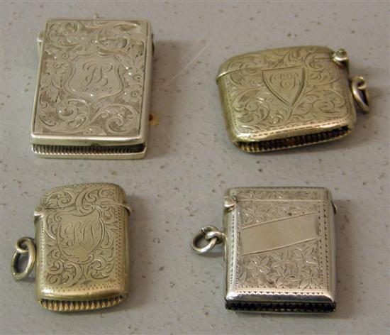 Appraisal: Four Edward VII and George V silver vesta cases each