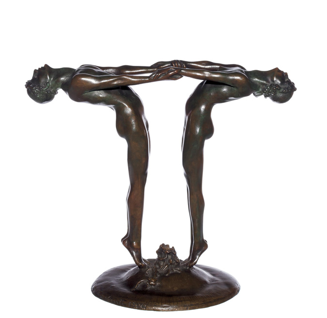 Appraisal: MAUDE SHERWOOD JEWETT American - Bacchante Flower Holder bronze signed