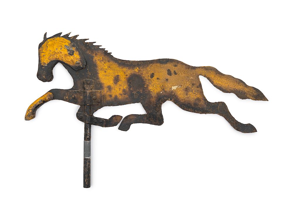 Appraisal: A Painted Iron Running Horse Weather Vane A Painted Iron