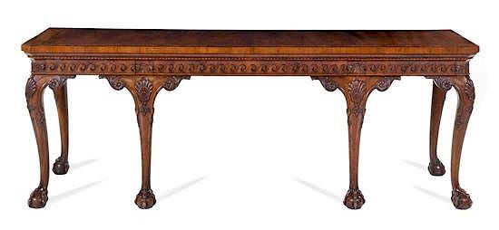 Appraisal: A George III Style Burl Walnut Console Table Height x