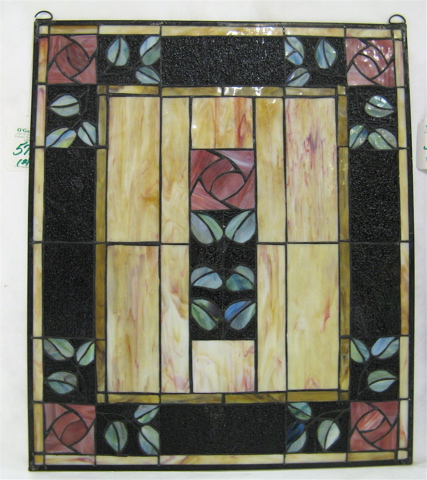 Appraisal: PAIR ART DECO STYLE STAINED AND LEADED GLASS WINDOW PANELS