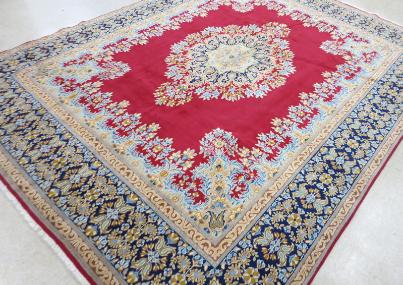 Appraisal: PERSIAN KERMAN CARPET Kerman Province southeastern Iran central floral medallion