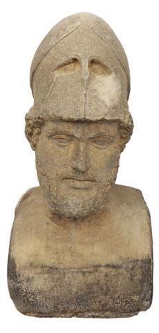 Appraisal: Cast stone bust Pericles th c wearing Corinthian helmet approx