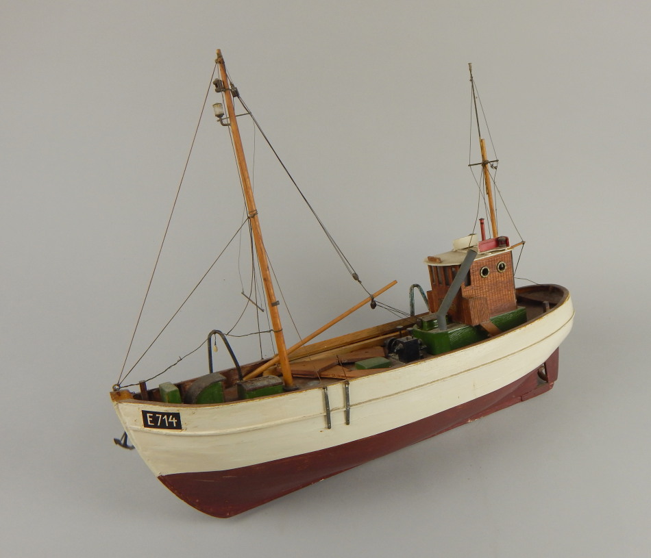 Appraisal: A scale model of a fishing vessel with white and