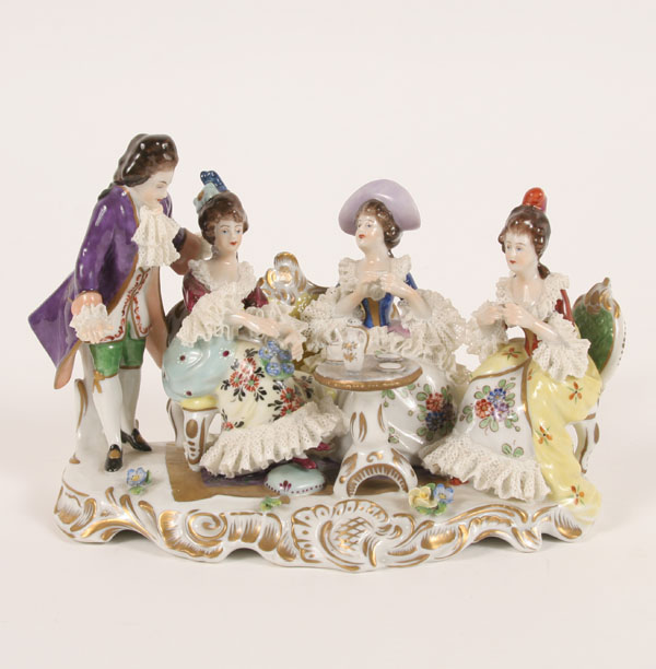 Appraisal: Rudolstadt Volkstedt hand painted porcelain group of ladies having tea