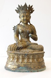 Appraisal: LARGE GILDED BRONZE FIGURE OF GUAN YIN MISSING HAND