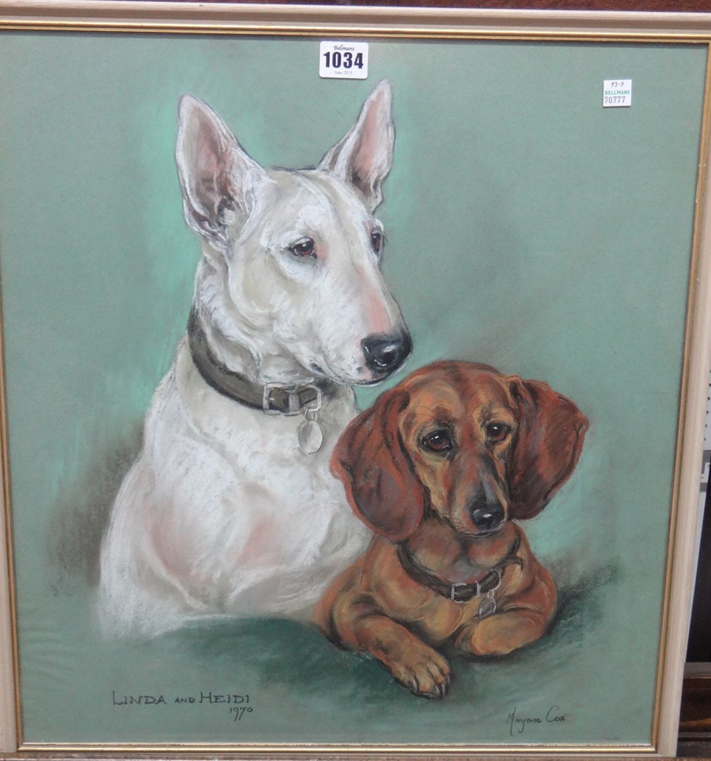 Appraisal: Marjorie Cox - Linda and Heidi Pastel signed inscribed and