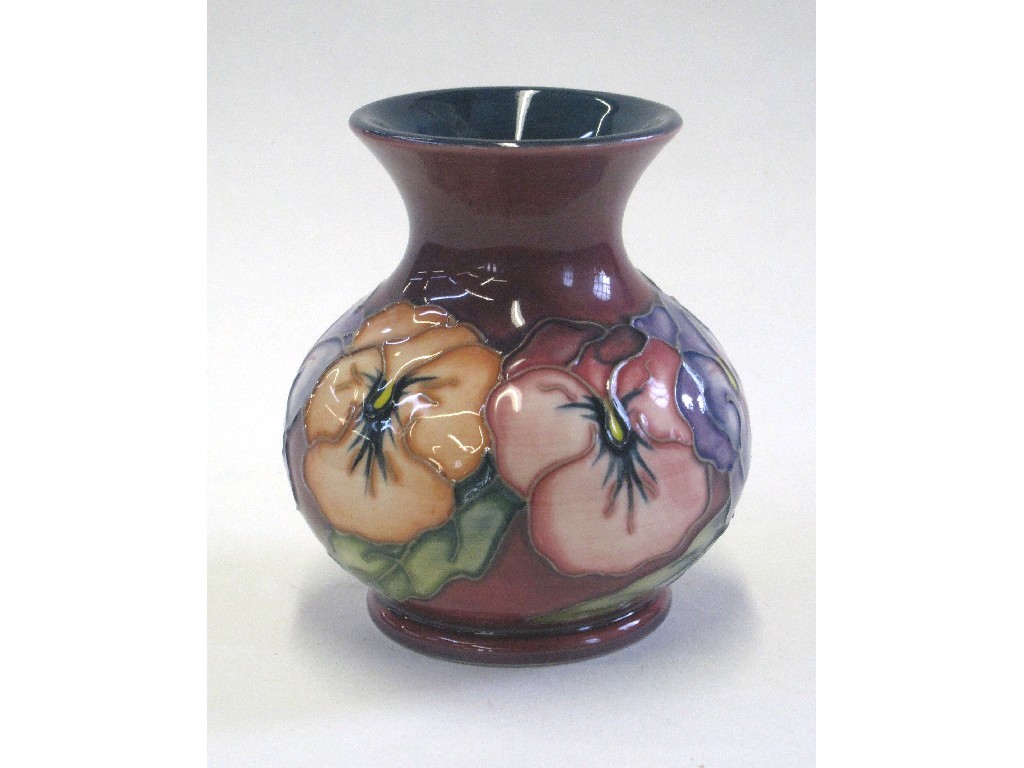 Appraisal: Moorcroft 'Pansy' pattern small vase with date cipher for