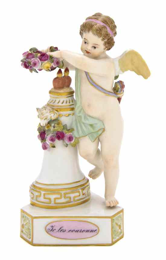 Appraisal: A Meissen Porcelain Figure Je les couronne depicting a cherub