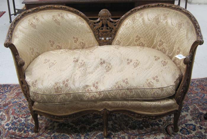 Appraisal: LOUIS XV STYLE SETTEE American mid- th century having a