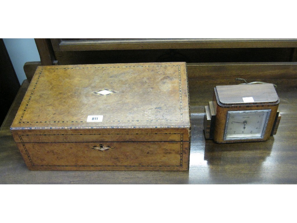 Appraisal: Lot comprising electric mantle clock and a writing box