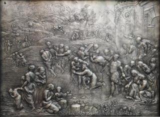 Appraisal: Jean Robert Gambier French The silver-clad cast copper plaque depicting