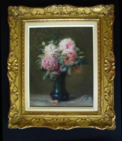 Appraisal: Attributed to Albert DeMondu x Oil on Canvas Vase of