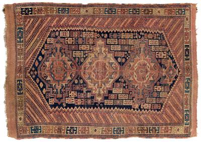 Appraisal: Shirvan rug three central medallions in a serrated panel with