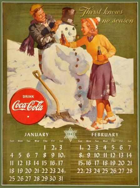 Appraisal: Coca-Cola Calendar Framed and matted under plexiglass Light to medium