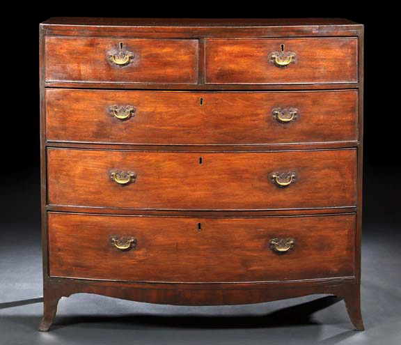 Appraisal: Regency Mahogany Bowfront Chest early th century the bowed top