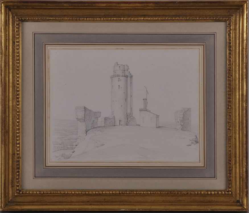 Appraisal: LOUIS LAFITTE - MAN SKETCHING AT A RUINED TOWER Pencil