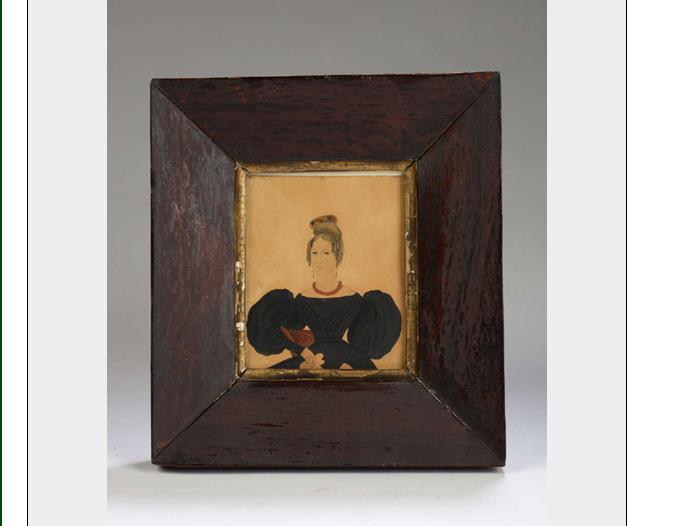 Appraisal: PAIR OF WATERCOLOR MINIATURE PORTRAITS OF A MAN AND WOMAN