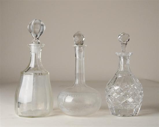 Appraisal: Three Glass Decanters one cut and leaded unmarked high one