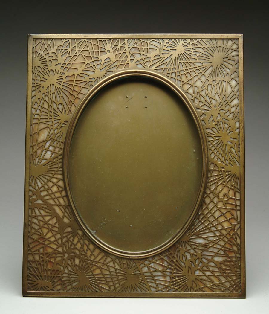 Appraisal: TIFFANY PINE NEEDLE FRAME Nice Tiffany frame has openwork pine