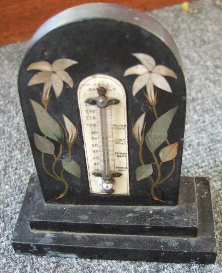 Appraisal: A pietra dura thermometer stand late th century inlaid with