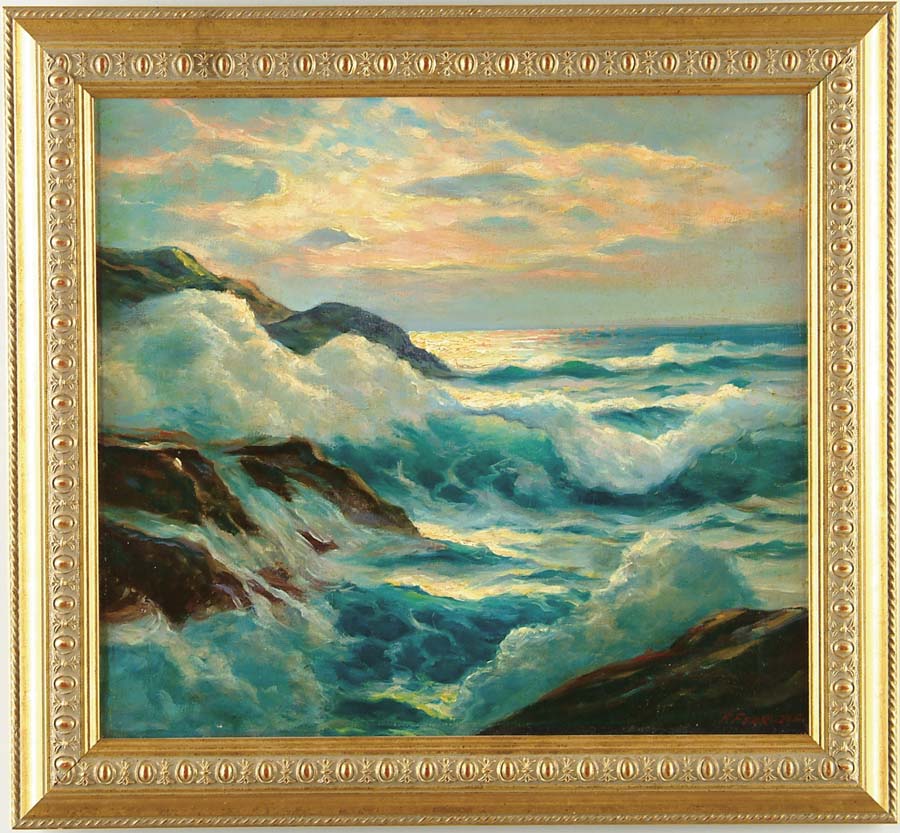 Appraisal: F FERRUZZA Early th C MAINE COASTAL SCENE Oil on