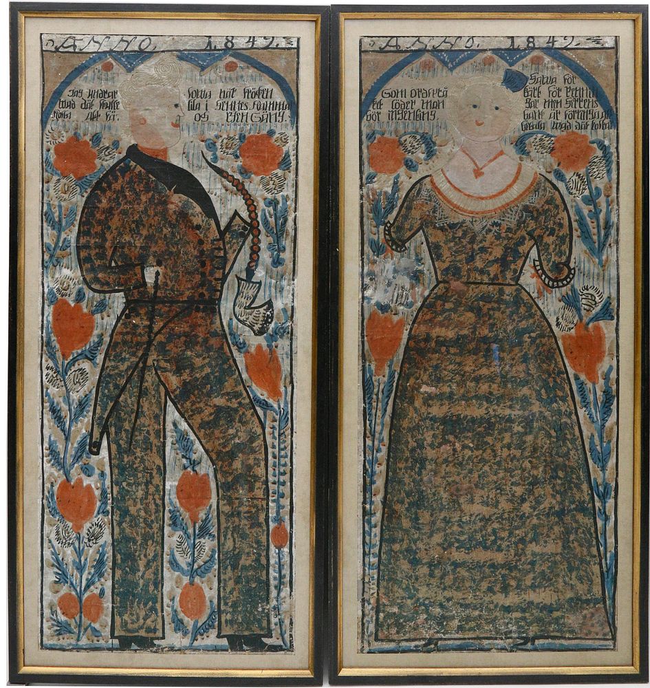 Appraisal: Pair of Swedish Folk Art Bonads circa Pair of Swedish