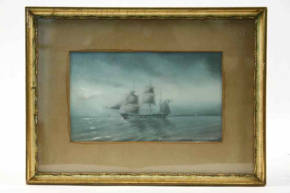 Appraisal: W C GOUACHE - Three-Mast Ship on Moonlit Sea inscribed