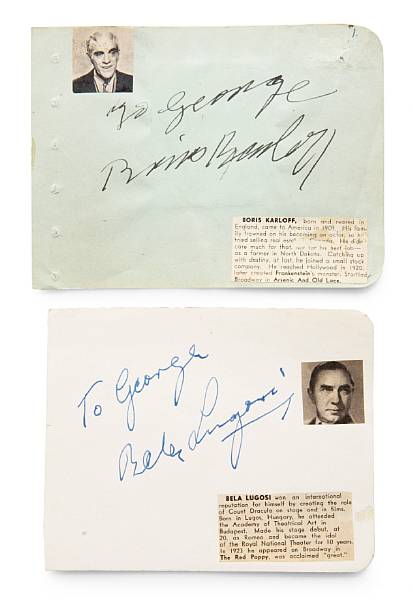 Appraisal: A Bela Lugosi and Boris Karloff set of signatures s