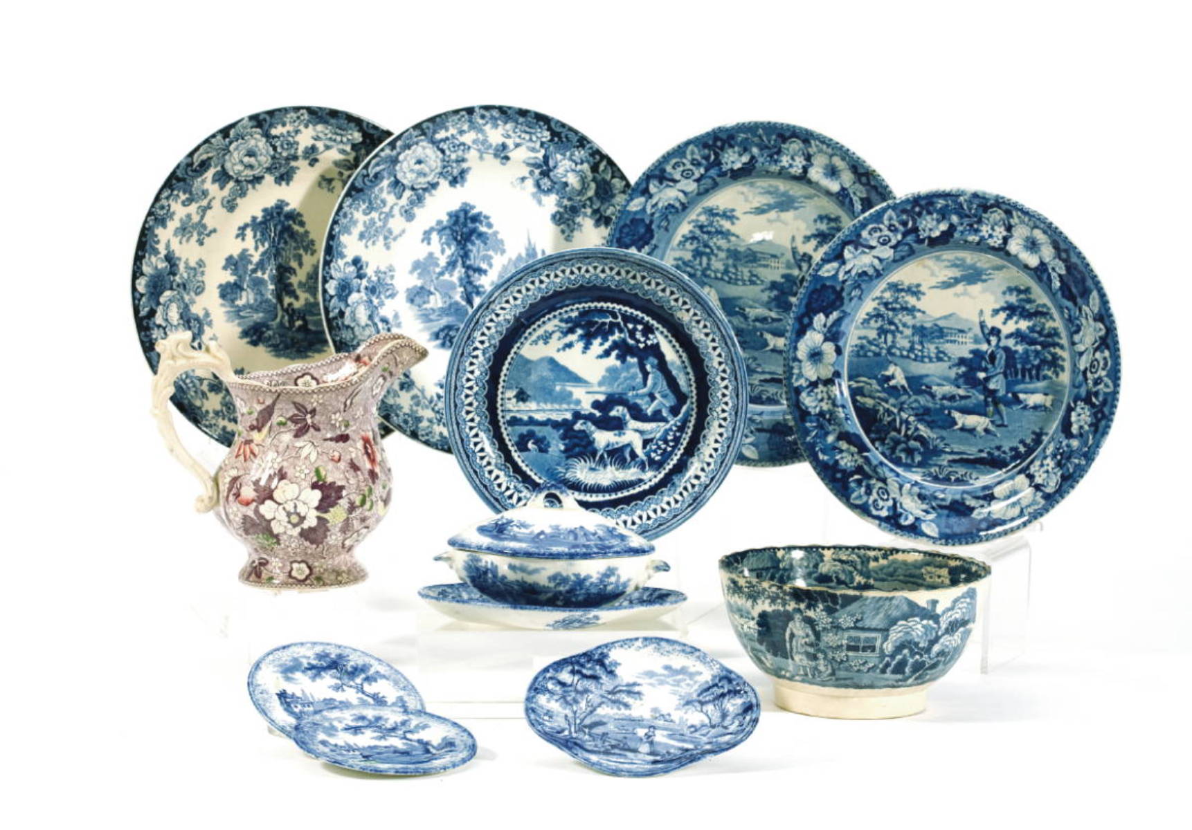 Appraisal: GROUP OF STAFFORDSHIRE BLUE TRANSFER-PRINTED WARES VARIOUS MAKERS NINETEENTH CENTURY