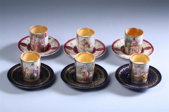 Appraisal: SIX ROYAL VIENNA DEMITASSE CUPS AND SAUCERS early th century