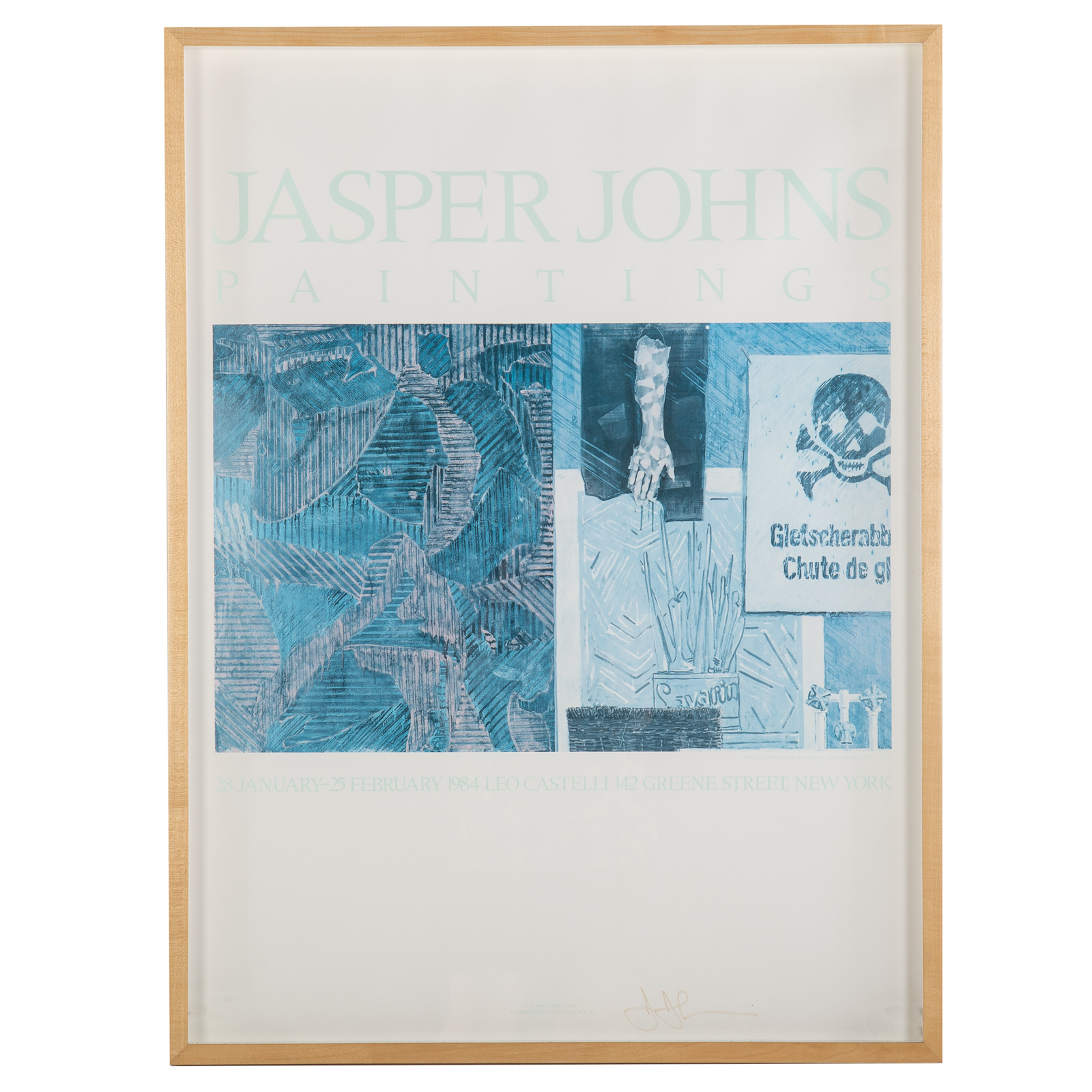 Appraisal: JASPER JOHNS SIGNED EXHIBITION POSTER American b Offset lithograph in