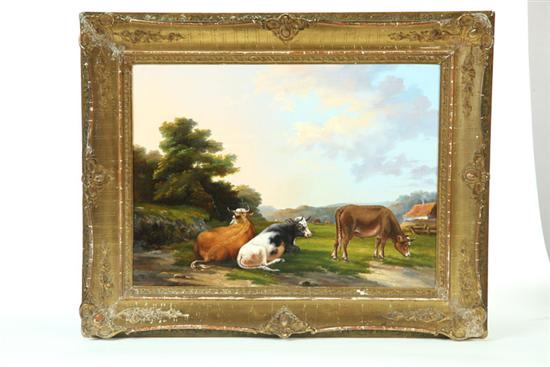 Appraisal: PASTORAL LANDSCAPE WITH COWS ENGLISH LATE TH CENTURY Oil on