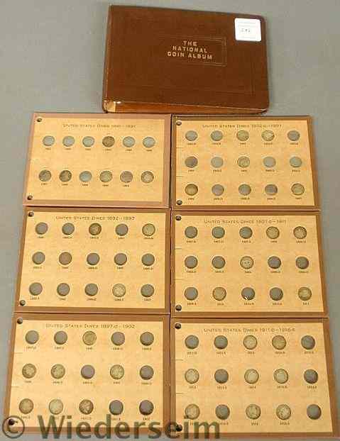 Appraisal: Brown album type coins US includes Seated Dimes Barber