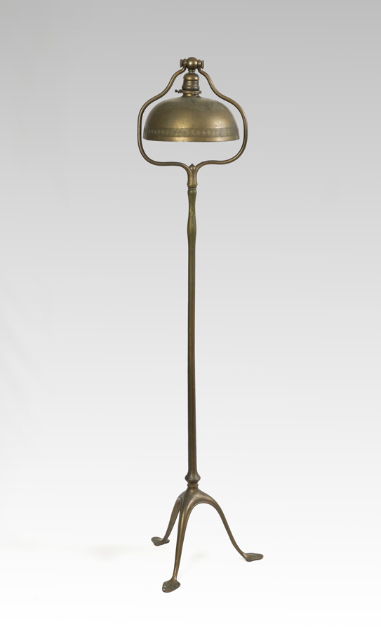 Appraisal: TIFFANY STUDIOS BRONZE FLOOR LAMP Patinated bronze floor base splayed