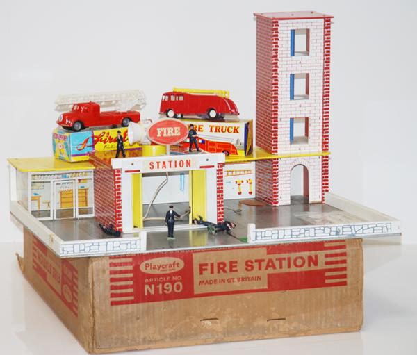 Appraisal: PLAYCRAFT N FIRE STATION IN ORIGINAL PACKAGING G-VG BOX F