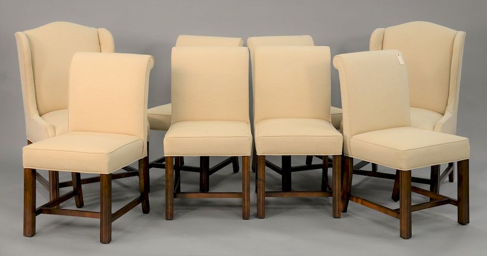 Appraisal: Set of eight custom upholstered dining chairs very clean condition