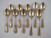 Appraisal: A set of four coffee spoons and a set of