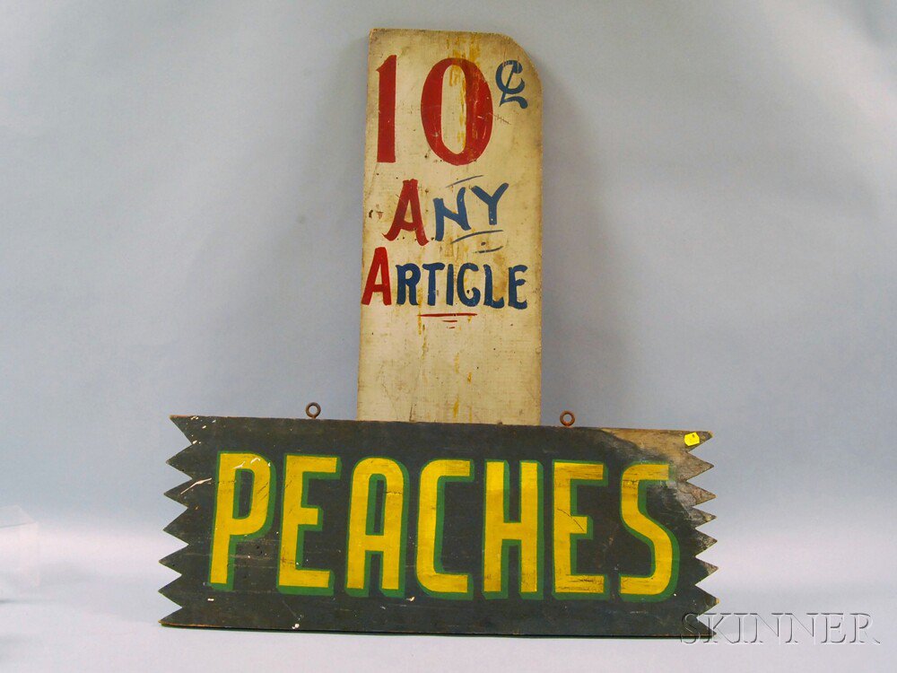 Appraisal: Two Painted Wooden Signs America early to mid- th century