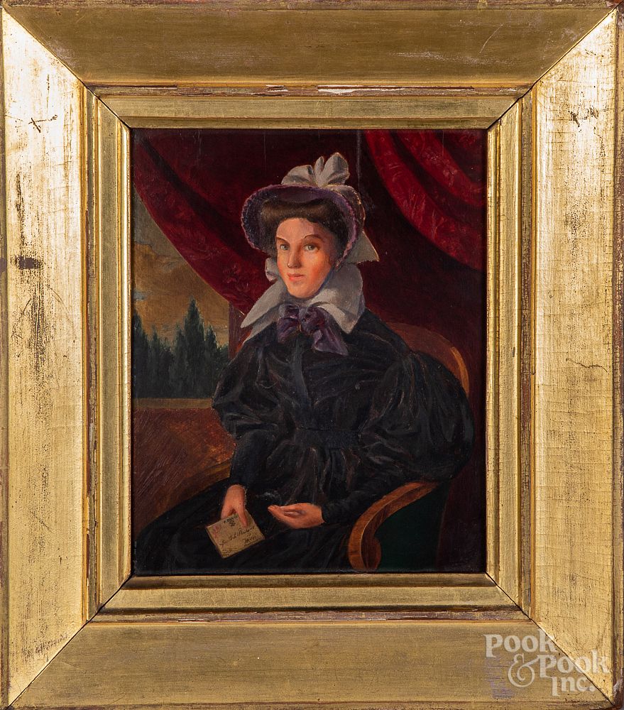 Appraisal: Oil on panel portrait of a woman ca Oil on