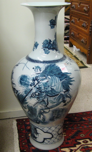 Appraisal: CHINESE PORCELAIN FLOOR VASE the baluster shaped vessel with hand