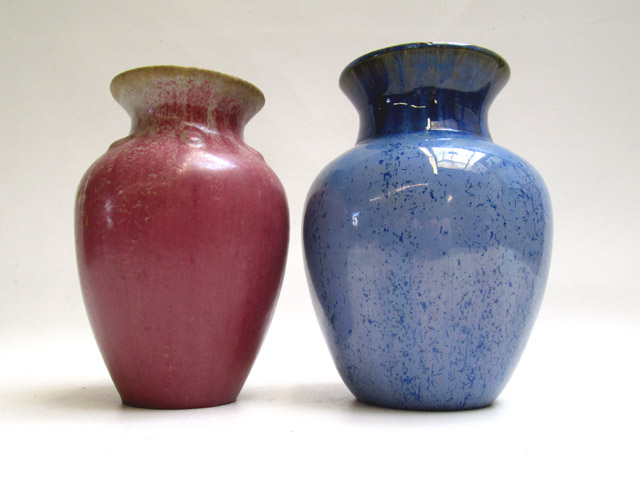 Appraisal: TWO FULPER POTTERY VASES the first in a pink mottled