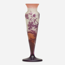 Appraisal: mile Gall VASE WITH HIBISCUS France c acid-etched cameo glass