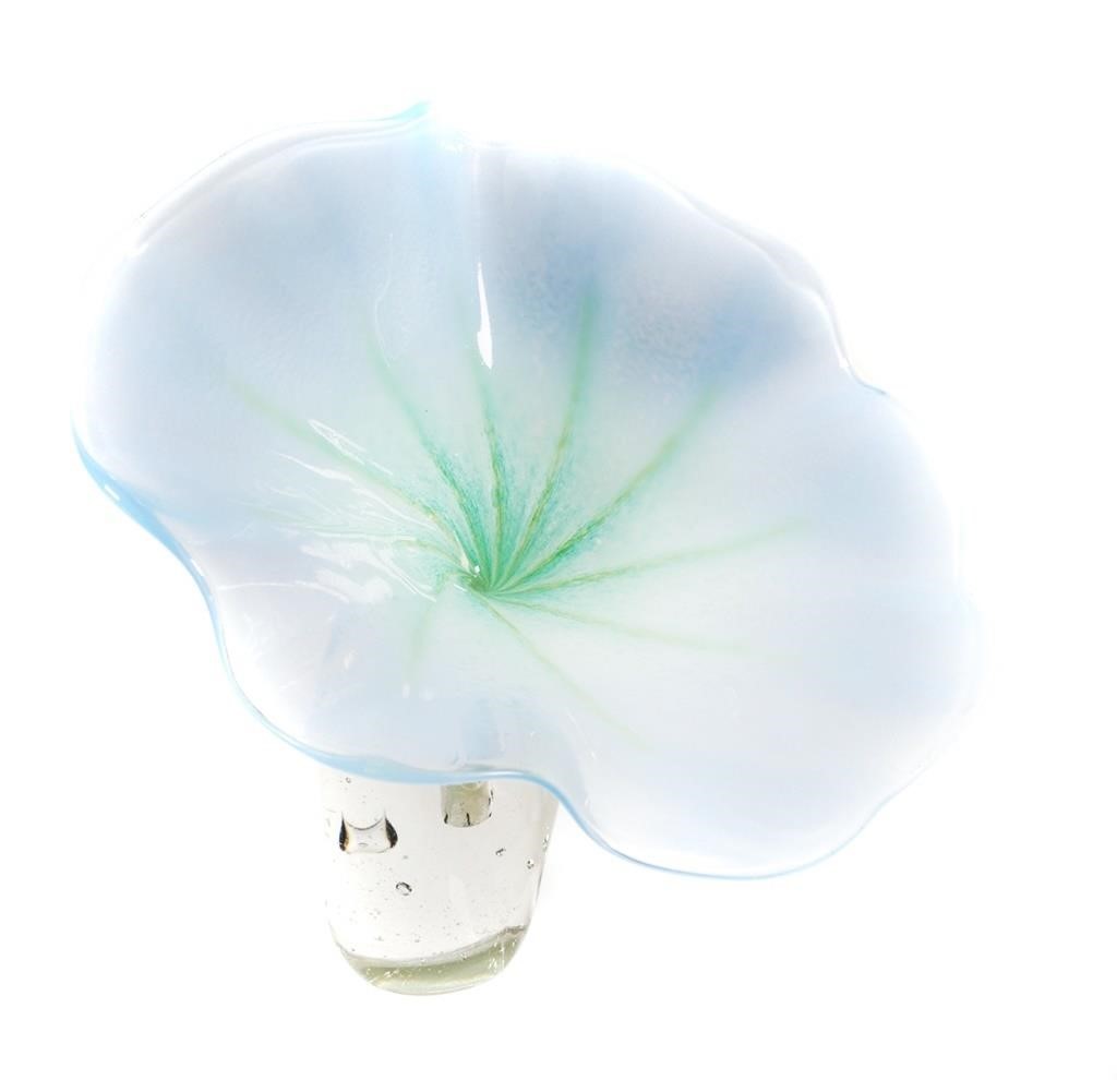 Appraisal: Art glass flower in blues and greens attributed to Dale