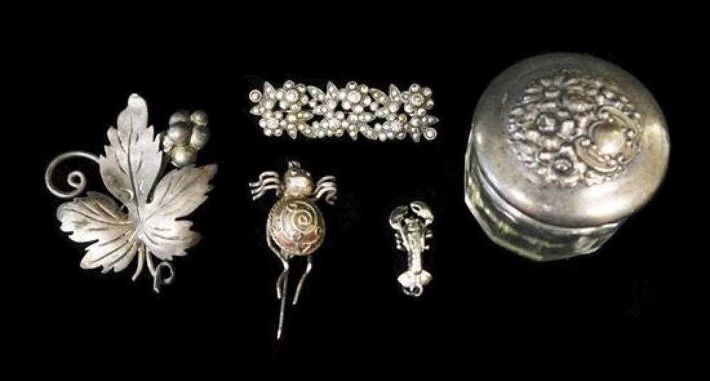 Appraisal: STERLING Taxco pin and four other small sterling pieces all