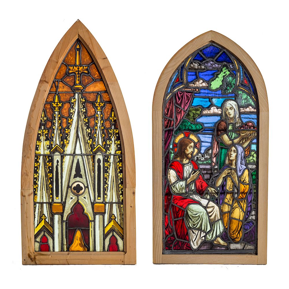 Appraisal: Two religious stained glass windows late th early th century