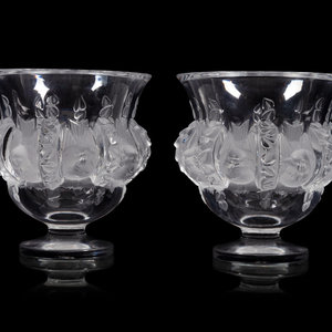 Appraisal: A Pair of Lalique Dampierre Vases Second Half th Century