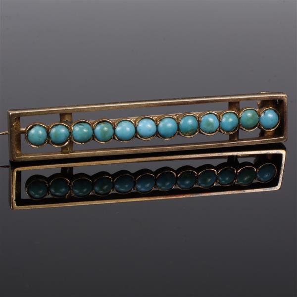 Appraisal: Victorian Edwardian Yellow Gold K Turquoise Bar Pin dwt